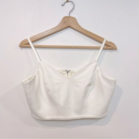 Aritzia Babaton white crop top with thin straps and Back Zip Closure L - Picture 2 of 12